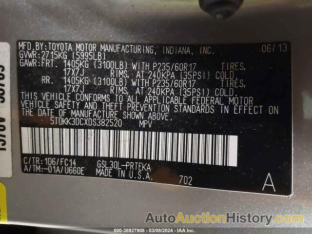 TOYOTA SIENNA LE V6 8 PASSENGER, 5TDKK3DCXDS382520