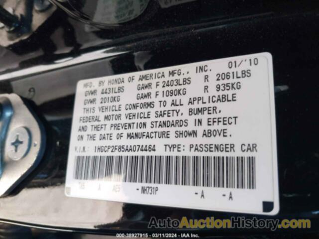 HONDA ACCORD 2.4 EX-L, 1HGCP2F85AA074464