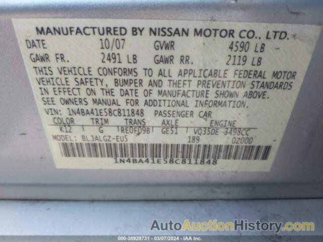 NISSAN MAXIMA 3.5 SL, 1N4BA41E58C811848