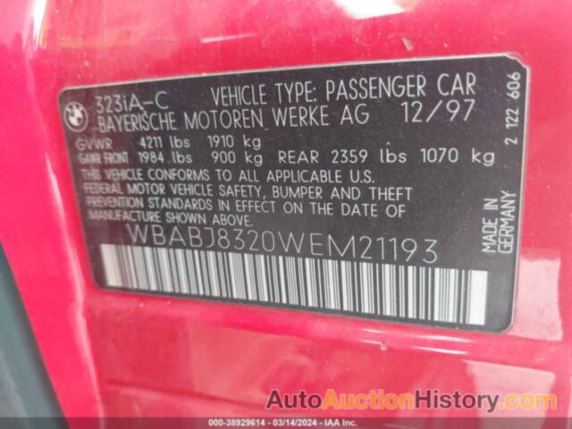 BMW 323IC, WBABJ8320WEM21193