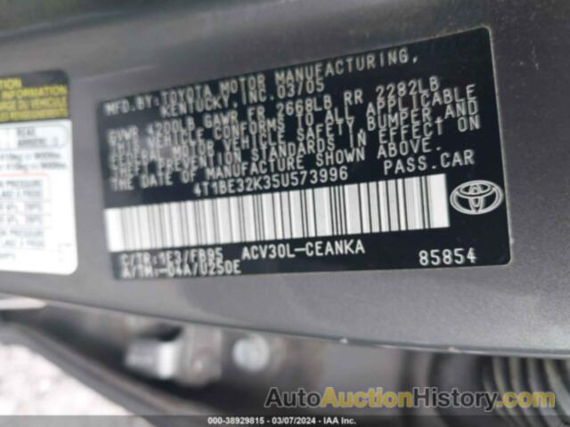 TOYOTA CAMRY STD, 4T1BE32K35U573996