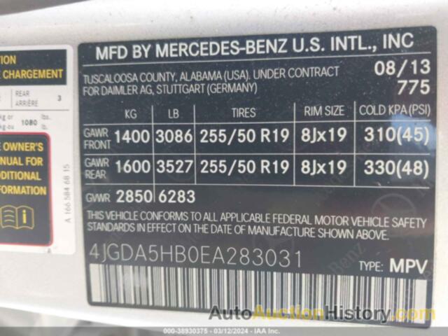 MERCEDES-BENZ ML 350 4MATIC, 4JGDA5HB0EA283031