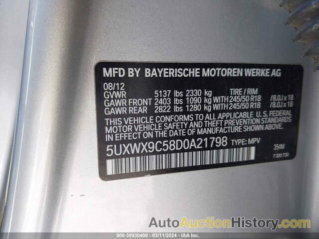 BMW X3 XDRIVE28I, 5UXWX9C58D0A21798