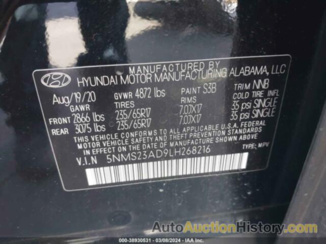 HYUNDAI SANTA FE SE, 5NMS23AD9LH268216