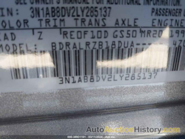 NISSAN SENTRA SR XTRONIC CVT, 3N1AB8DV2LY285137