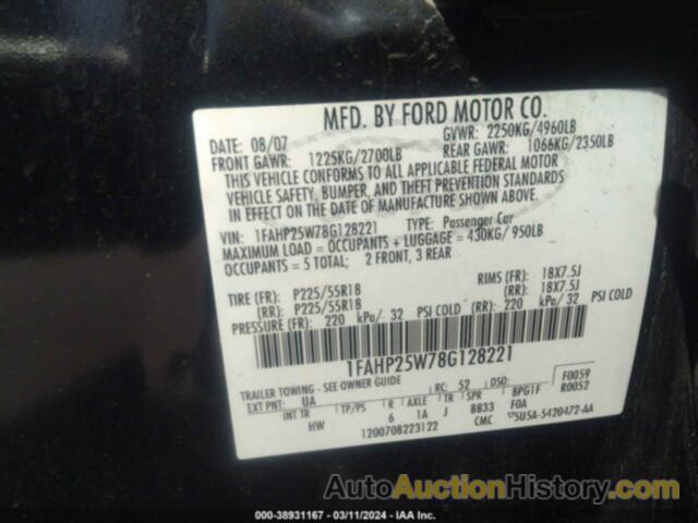 FORD TAURUS LIMITED, 1FAHP25W78G128221