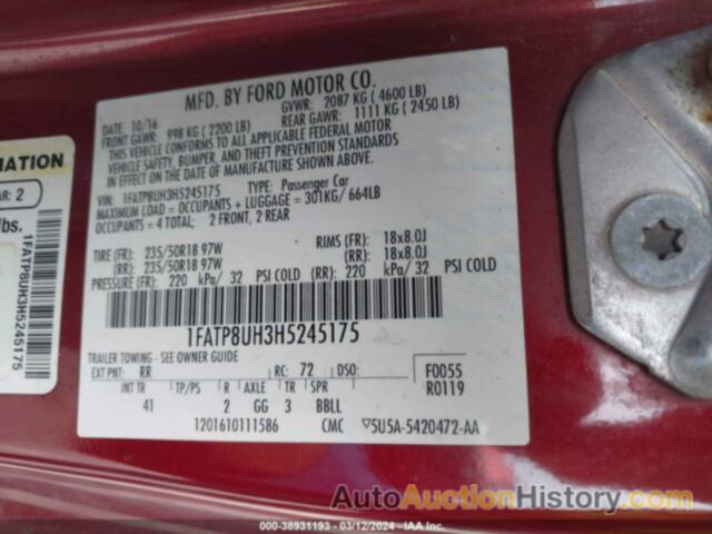 FORD MUSTANG, 1FATP8UH3H5245175