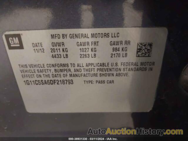 CHEVROLET MALIBU 1LT, 1G11C5SA6DF218793