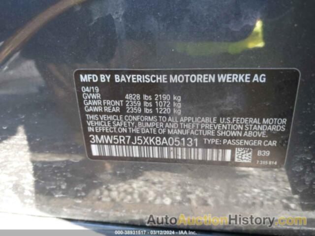 BMW 3 SERIES, 3MW5R7J5XK8A05131