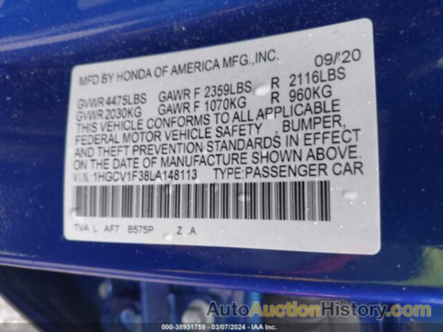 HONDA ACCORD SPORT, 1HGCV1F38LA148113