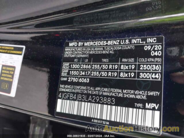 MERCEDES-BENZ GLE 350, 4JGFB4JB3LA293883