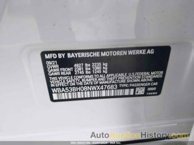 BMW 530 I, WBA53BH08NWX47683