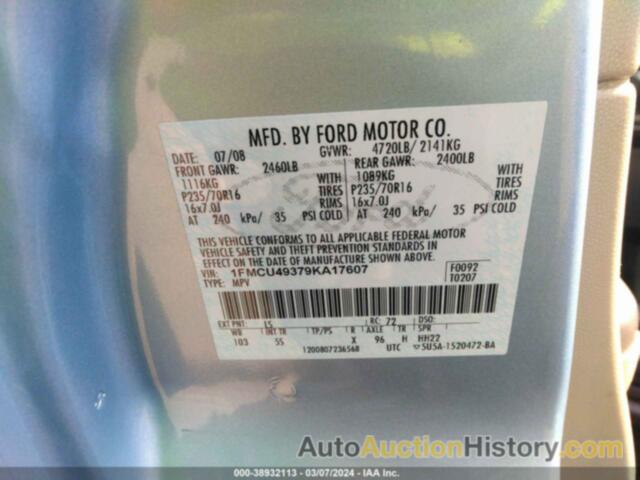 FORD ESCAPE HYBRID LIMITED, 1FMCU49379KA17607