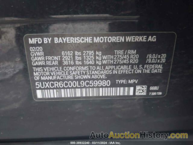 BMW X5 XDRIVE40I, 5UXCR6C00L9C59980