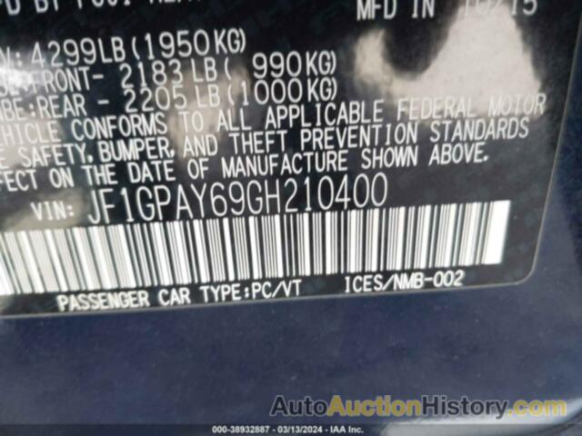 SUBARU IMPREZA 2.0I SPORT LIMITED, JF1GPAY69GH210400