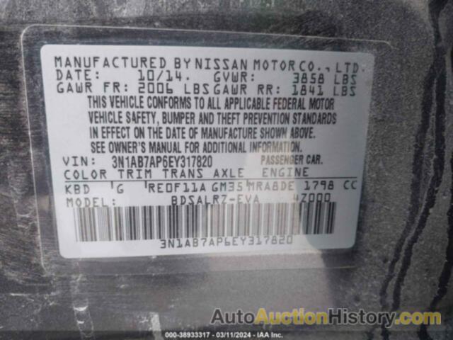 NISSAN SENTRA SR, 3N1AB7AP6EY317820