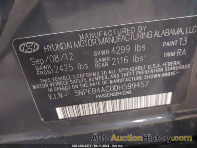 HYUNDAI SONATA GLS, 5NPEB4AC0DH599457