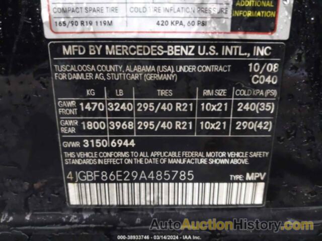 MERCEDES-BENZ GL 550 4MATIC, 4JGBF86E29A485785