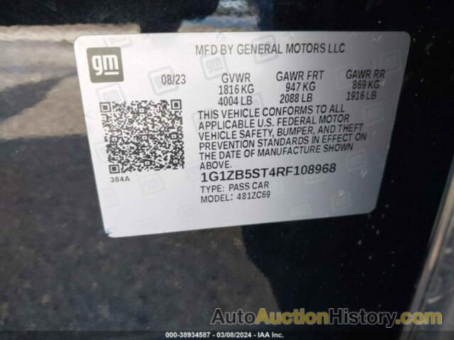 CHEVROLET MALIBU FWD LS, 1G1ZB5ST4RF108968