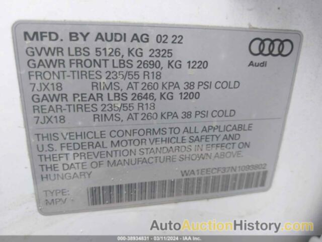 AUDI Q3 PREMIUM PLUS 45 TFSI S LINE QUATTRO TIPTRONIC, WA1EECF37N1093802