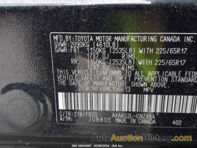 TOYOTA RAV4 LE, 2T3K1RFVXMC156613