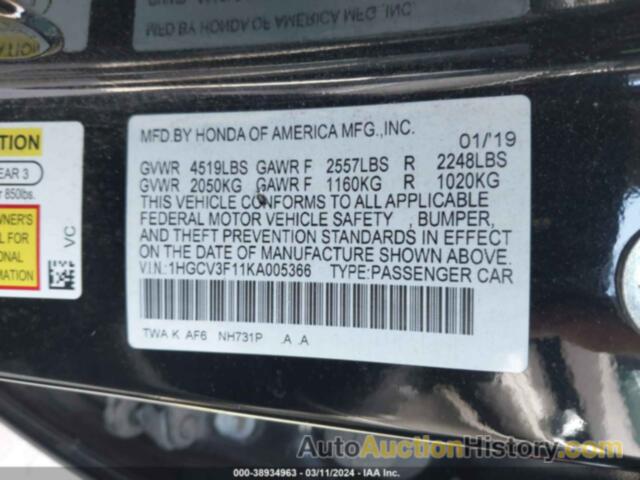 HONDA ACCORD HYBRID, 1HGCV3F11KA005366