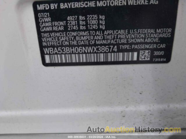 BMW 530 I, WBA53BH06NWX38674