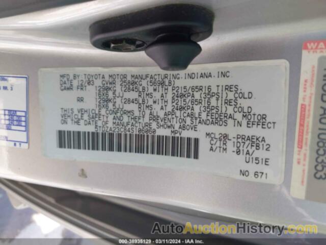 TOYOTA SIENNA LE, 5TDZA23C84S106060