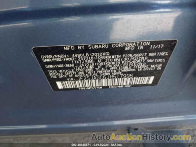 SUBARU FORESTER 2.5I PREMIUM, JF2SJAGC6JH517996