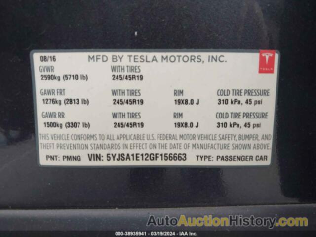 TESLA MODEL S 60/70/75/85, 5YJSA1E12GF156663