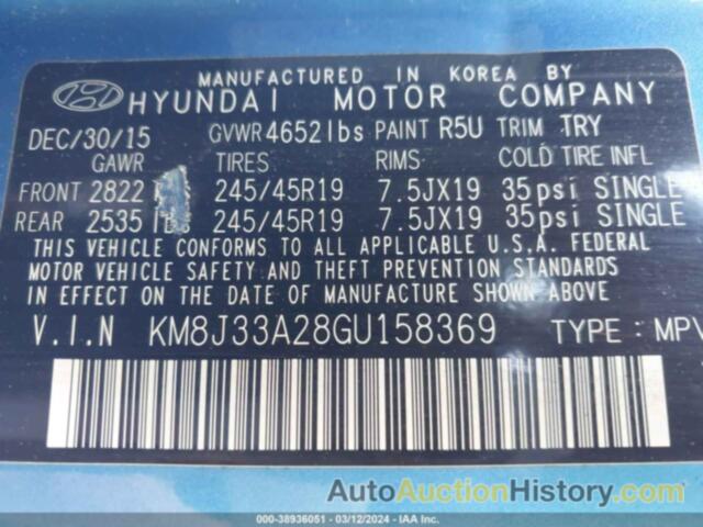 HYUNDAI TUCSON LIMITED, KM8J33A28GU158369