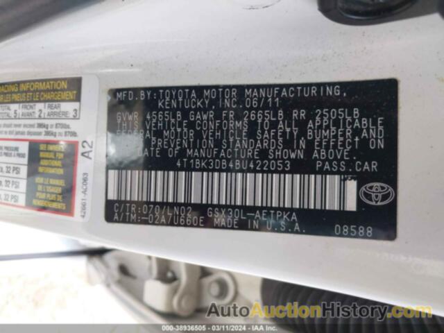 TOYOTA AVALON LIMITED, 4T1BK3DB4BU422053