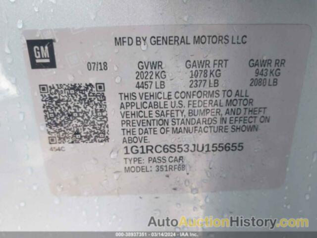 CHEVROLET VOLT LT, 1G1RC6S53JU155655