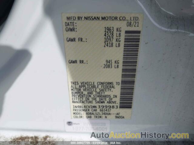 NISSAN ALTIMA SR FWD, 1N4BL4CV1MN399983