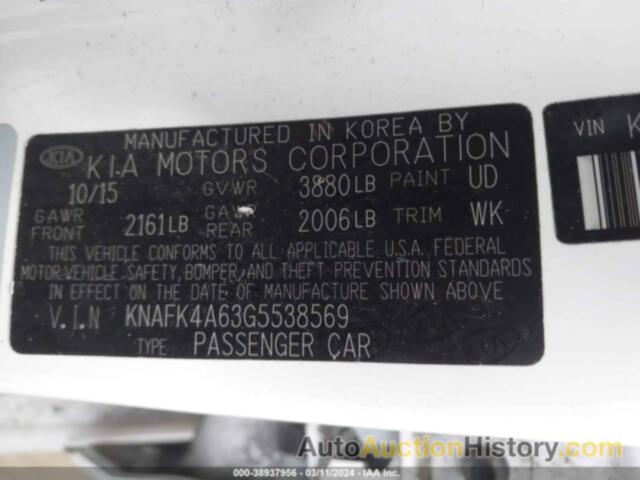 KIA FORTE LX, KNAFK4A63G5538569