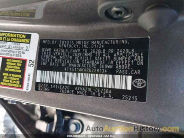 TOYOTA CAMRY SE, 4T1G11AK4RU228134