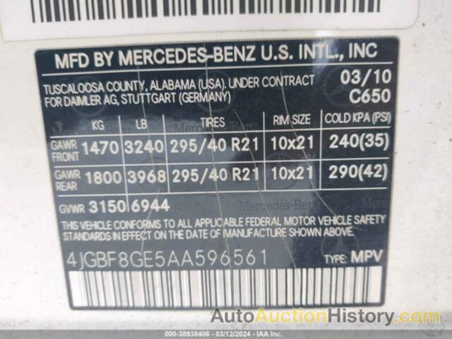 MERCEDES-BENZ GL 550 4MATIC, 4JGBF8GE5AA596561