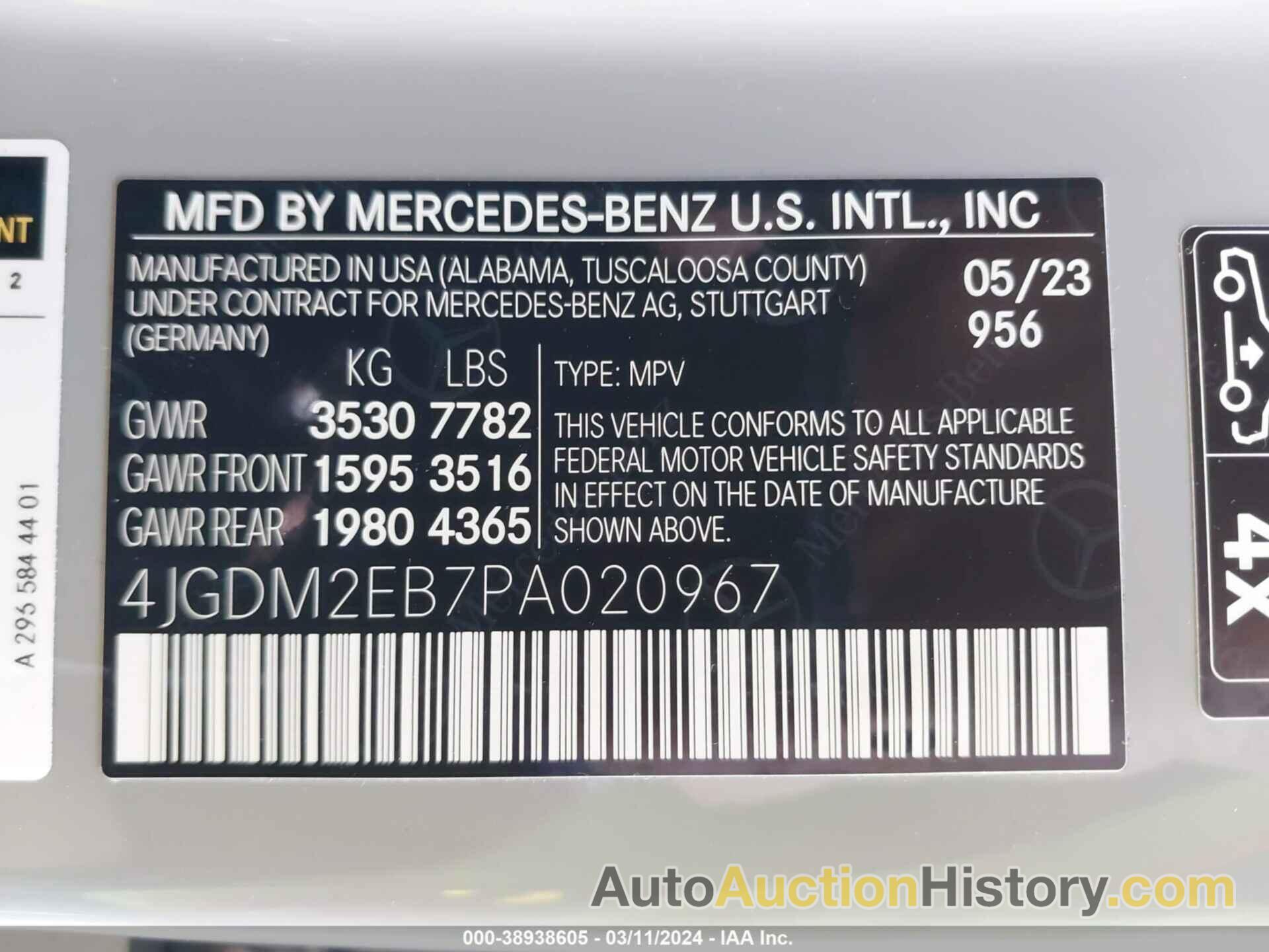 MERCEDES-BENZ EQS SUV 450 4MATIC, 4JGDM2EB7PA020967
