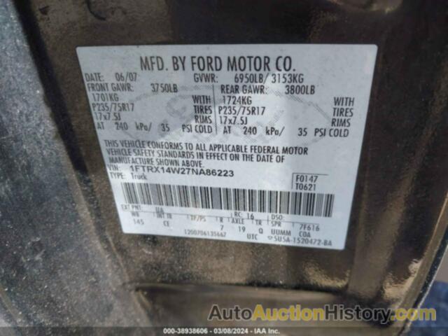 FORD F-150 FX4/STX/XL/XLT, 1FTRX14W27NA86223