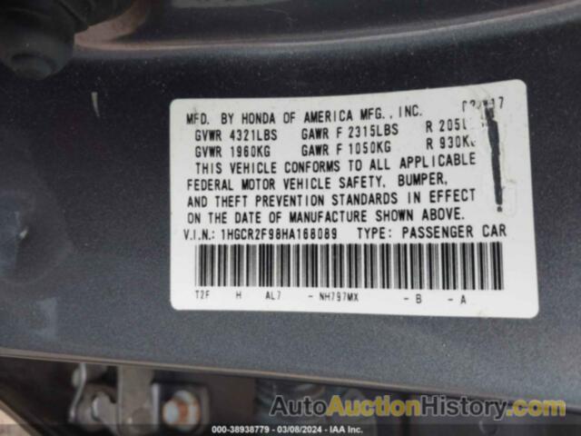 HONDA ACCORD EX-L, 1HGCR2F98HA168089