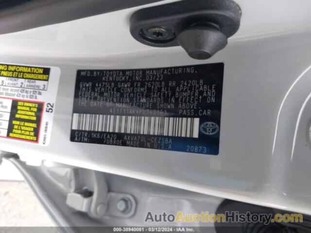 TOYOTA CAMRY SE, 4T1T11AK4PU143161