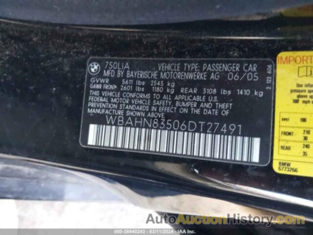 BMW 750LI, WBAHN83506DT27491