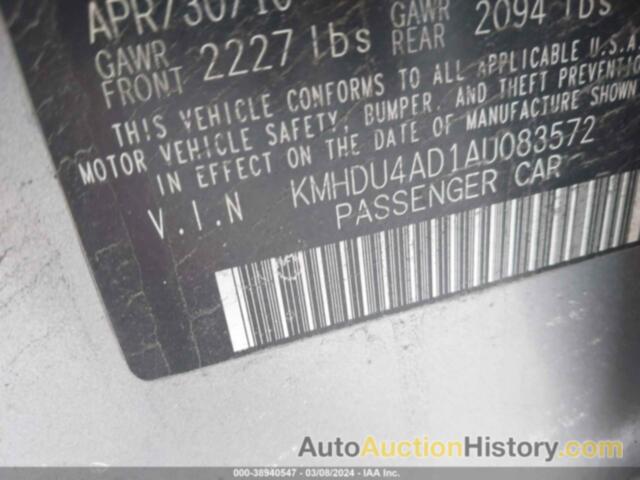 HYUNDAI ELANTRA GLS, KMHDU4AD1AU083572