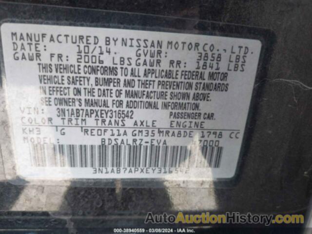 NISSAN SENTRA SR, 3N1AB7APXEY316542