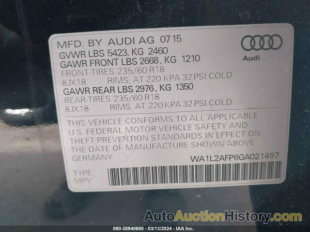 AUDI Q5 2.0T PREMIUM, WA1L2AFP6GA021497