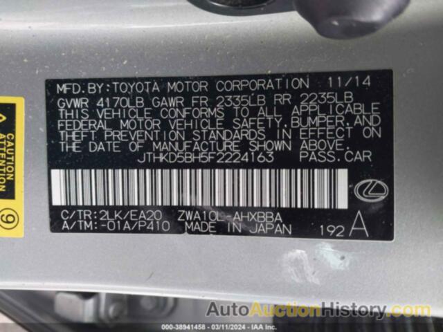 LEXUS CT 200H, JTHKD5BH5F2224163