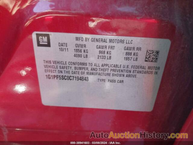 CHEVROLET CRUZE 1LT, 1G1PF5SC0C7194843