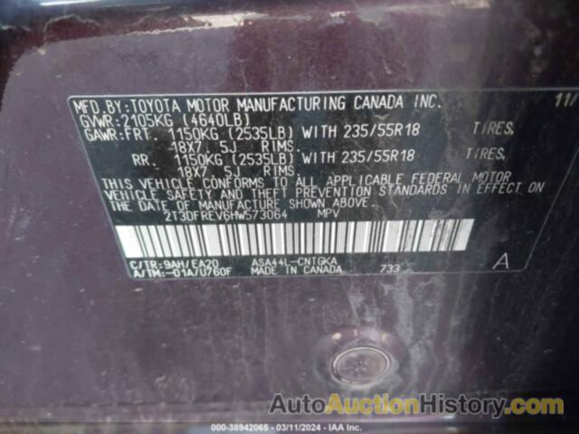 TOYOTA RAV4 LIMITED, 2T3DFREV6HW573064