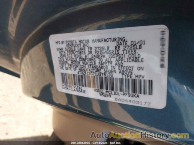 TOYOTA SIENNA XLE, 4T3ZF13C71U375138