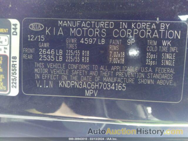 KIA SPORTAGE EX, KNDPN3AC6H7034165